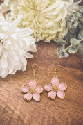 Beautiful Pink Flower Drop Earrings - Elizacollective
